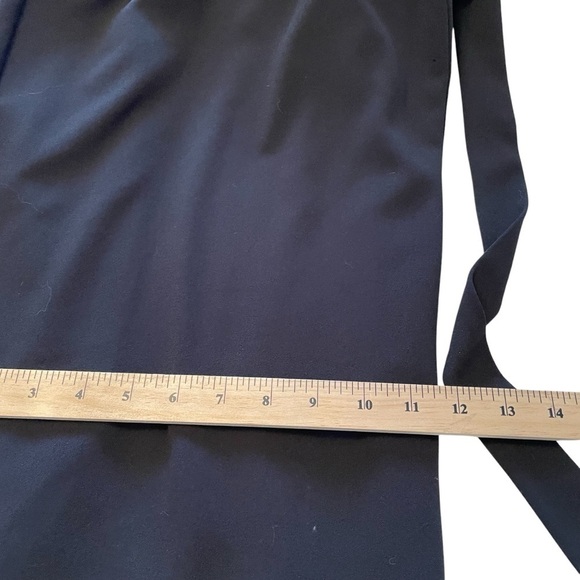 Halston Women's Black Solid 3/4 Sleeve -Front Zip-Size Large-Attached belt NWT - Picture 11 of 12